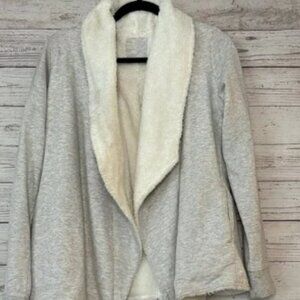 Gaiam Sweater Wrap Fleece Lined Cardigan Jacket Large